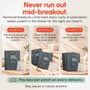 Subscribe and save on OMMA Microdart Acne Patch, so a patch is on hand every time a hormonal breakout comes back